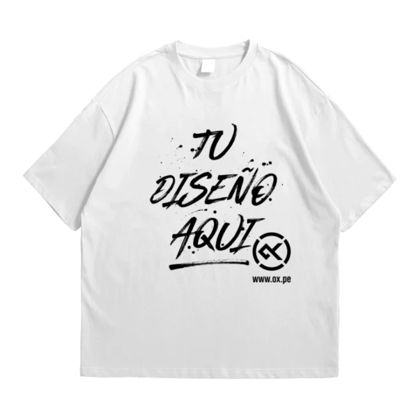 Polo oversize blanco de algodón unisex con estampado personalizado