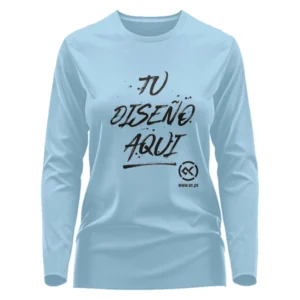Polo de mujer celeste manga larga de algodón con estampado personalizado (copia)