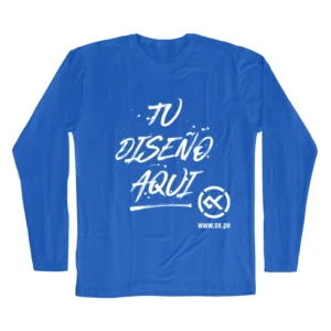 Polo azulino manga larga de algodón unisex con estampado personalizado