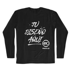 Polo negro manga larga de algodón unisex con estampado personalizado