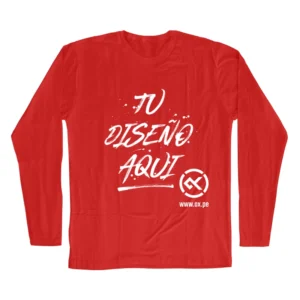 Polo rojo manga larga de algodón unisex con estampado personalizado